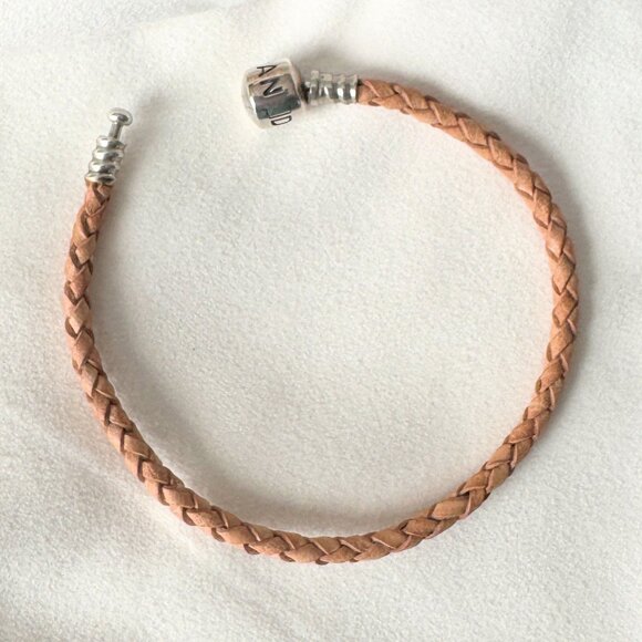 9.1" Pandora Light Brown Leather Bracelet ONLY 2 in Stock - Picture 2 of 5